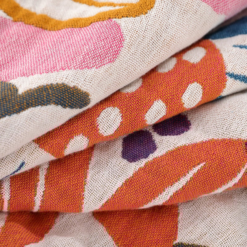 Floral Pure Cotton Multi-Layer Gauze Quilt – Lightweight Breathable Muslin Blanket for Bed & Sofa