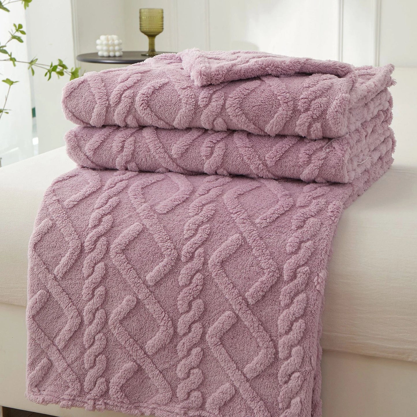 Double-Sided Plush Fleece Throw Blanket