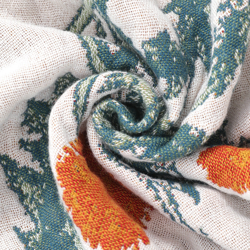 Floral Reversible Cotton Gauze Blanket – Bed Throw – Sofa Throw – Decorative Blanket – All-Season Blanket – Lightweight Blanket – Machine Washable