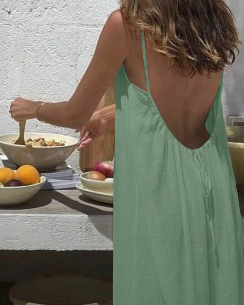 Robe camisole dos nu unie pour femme