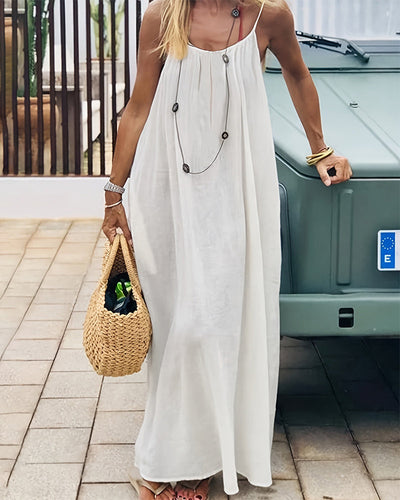Robe camisole dos nu unie pour femme