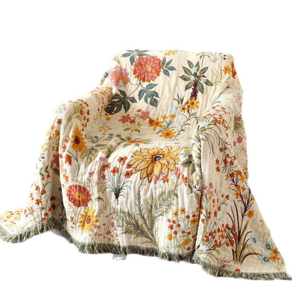Floral Reversible Cotton Gauze Blanket – Bed Throw – Sofa Throw – Decorative Blanket – All-Season Blanket – Lightweight Blanket – Machine Washable