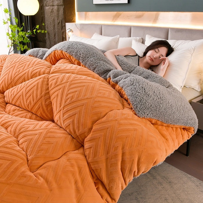 Thick Sherpa Blanket With Quilt Core