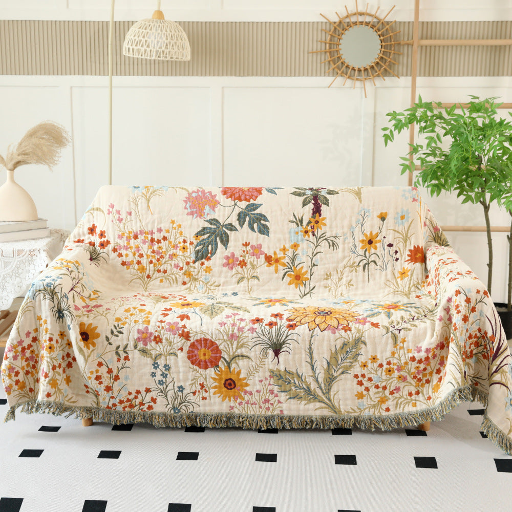 Floral Reversible Cotton Gauze Blanket – Bed Throw – Sofa Throw – Decorative Blanket – All-Season Blanket – Lightweight Blanket – Machine Washable