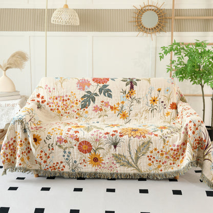 Floral Reversible Cotton Gauze Blanket – Bed Throw – Sofa Throw – Decorative Blanket – All-Season Blanket – Lightweight Blanket – Machine Washable