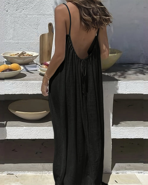 Robe camisole dos nu unie pour femme