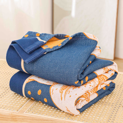 Floral Cotton Gauze Towel Blanket – Bed Throw – Sofa Throw – Decorative Blanket – All-Season Blanket – Lightweight Blanket – Machine Washable