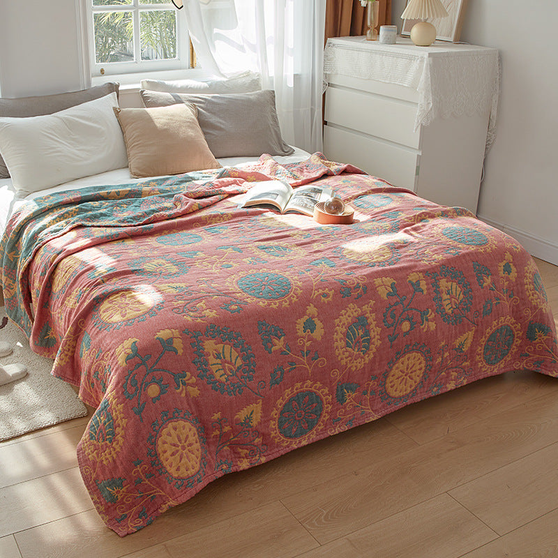 Floral Reversible Cotton Gauze Blanket