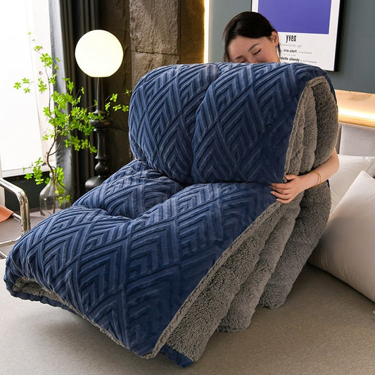 Thick Sherpa Blanket With Quilt Core
