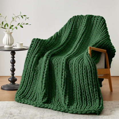 Hand-Knitted Chunky Knit Blanket (Chenille)