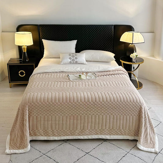 Thick Textured Sherpa Fleece Throw Blanket