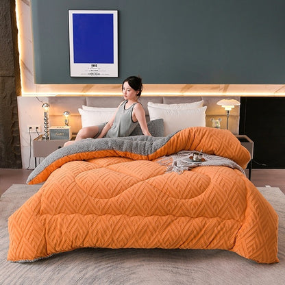 Thick Sherpa Blanket With Quilt Core