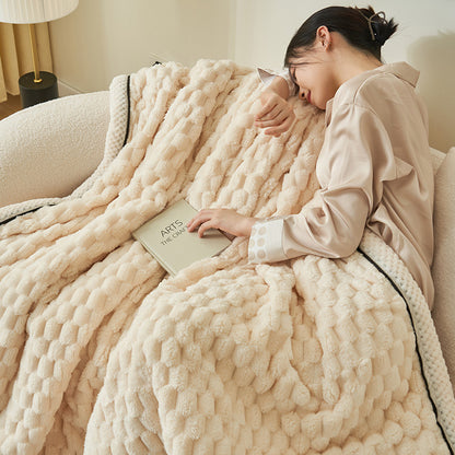 Double-Sided Jacquard Quilt – Flannel Fleece Blanket – Solid Color Bed Blanket – Sofa Throw – Couch Blanket – Decorative Blanket – Cozy Warm All-Season Blanket