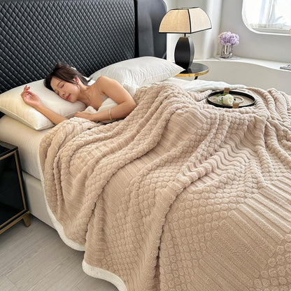 Thick Textured Sherpa Fleece Throw Blanket