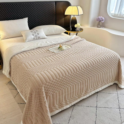 Thick Textured Sherpa Fleece Throw Blanket