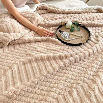 Thick Textured Sherpa Fleece Throw Blanket