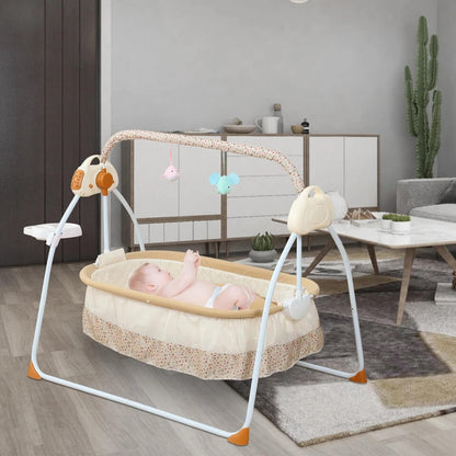 Portable Electric Baby Rocking Crib with Bluetooth – 5 Speeds and Adjustable Timer
