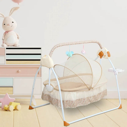 Portable Electric Baby Rocking Crib with Bluetooth – 5 Speeds and Adjustable Timer