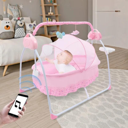 Portable Electric Baby Rocking Crib with Bluetooth – 5 Speeds and Adjustable Timer