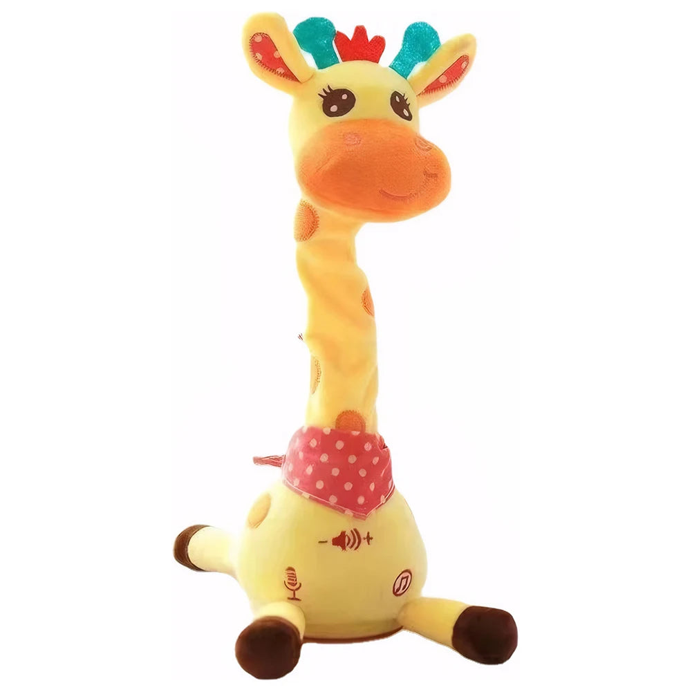 Adjustable volume control on giraffe plush toy for safe and comfortable play