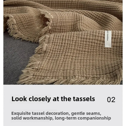 Japanese Six-Layer Cotton Throw Blanket – Lightweight Breathable Bed Blanket – Soft Sofa Throw – Decorative Gauze Blanket – All-Season Cozy Blanket