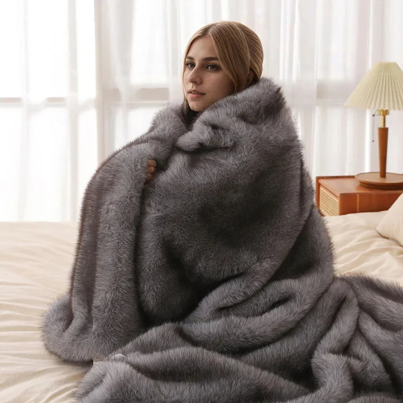 Luxury Faux Fox Plush Throw Blanket