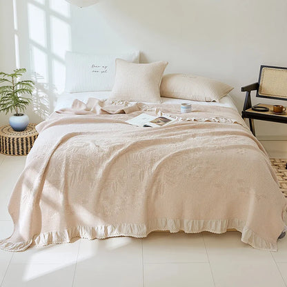 Breathable Waffle Cotton Blanket – Lightweight 100% Cotton Waffle Weave Throw – All-Season Bed Blanket – Cozy Sofa & Couch Blanket – Decorative Summer Blanket – Machine Washable