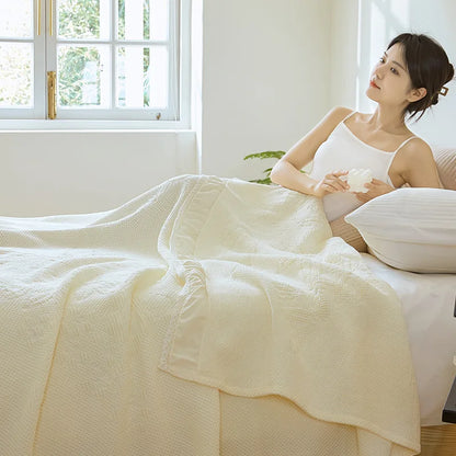 Breathable Waffle Cotton Blanket – Lightweight 100% Cotton Waffle Weave Throw – All-Season Bed Blanket – Cozy Sofa & Couch Blanket – Decorative Summer Blanket – Machine Washable