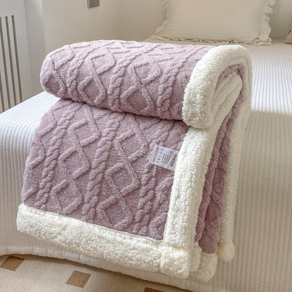 Solid Color Reversible Sherpa Fleece Throw Blanket