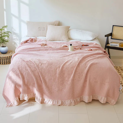 Breathable Waffle Cotton Blanket – Lightweight 100% Cotton Waffle Weave Throw – All-Season Bed Blanket – Cozy Sofa & Couch Blanket – Decorative Summer Blanket – Machine Washable