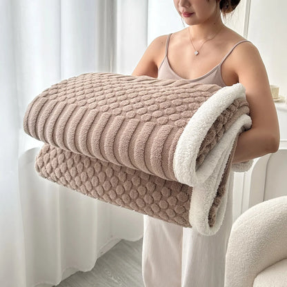 Thick Textured Sherpa Fleece Throw Blanket