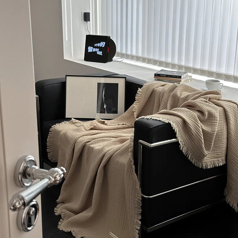 Cotton Muslin Blanket – Lightweight Bed Throw – Sofa Throw – Multi-Layer Gauze Blanket – All-Season Cozy Blanket – Breathable Couch Blanket