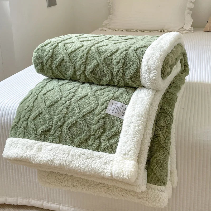 Solid Color Reversible Sherpa Fleece Throw Blanket