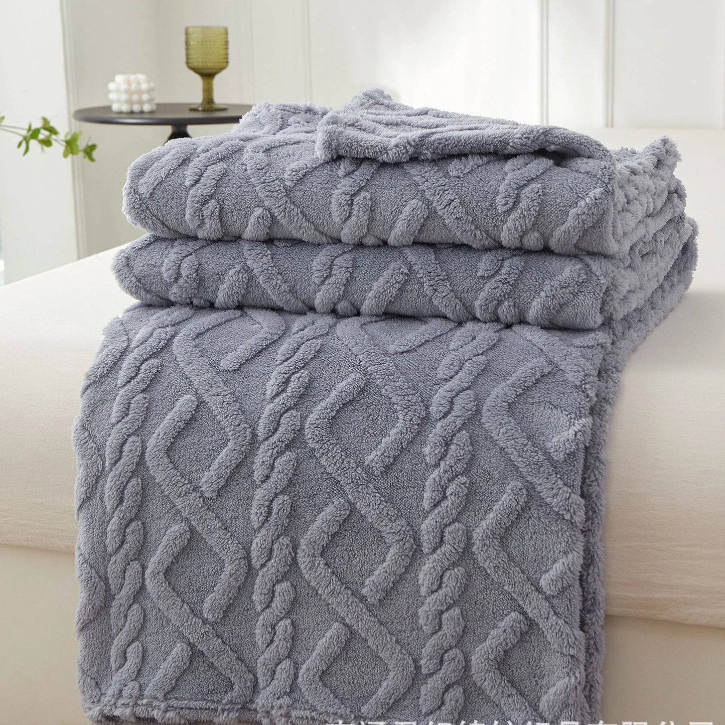Double-Sided Plush Fleece Throw Blanket