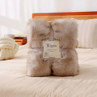 Luxury Faux Fox Plush Throw Blanket