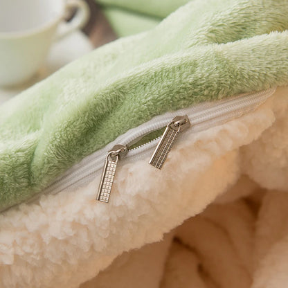 Flannel & Sherpa Reversible Winter Throw Blanket