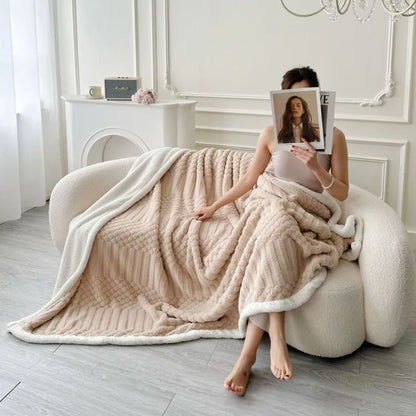 Thick Textured Sherpa Fleece Throw Blanket
