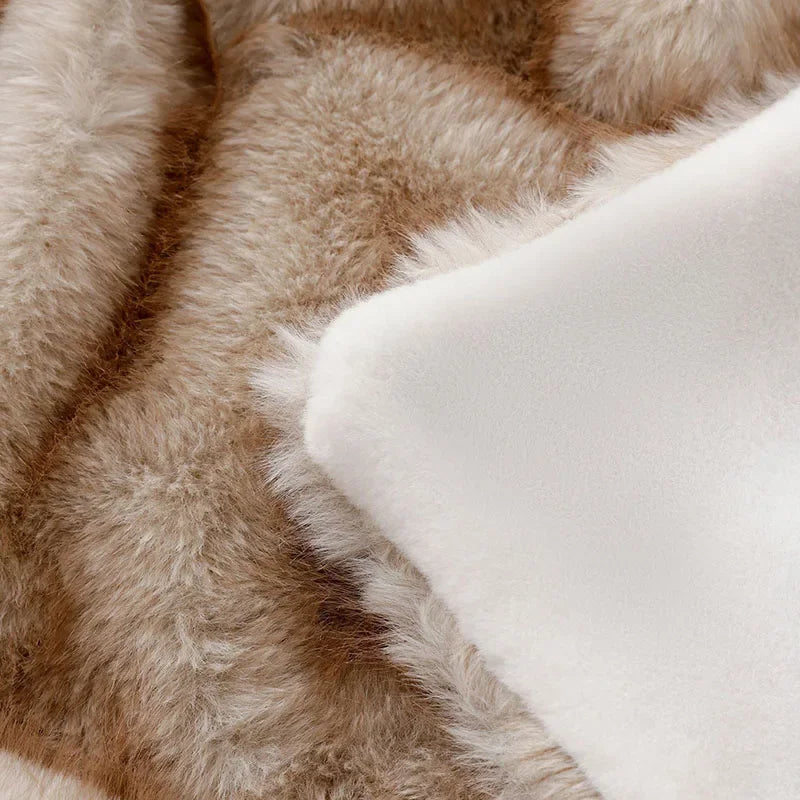 Luxury Faux Fox Plush Throw Blanket