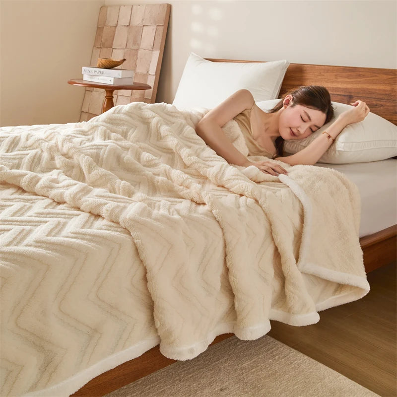Double-Sided Plush Fleece Throw Blanket