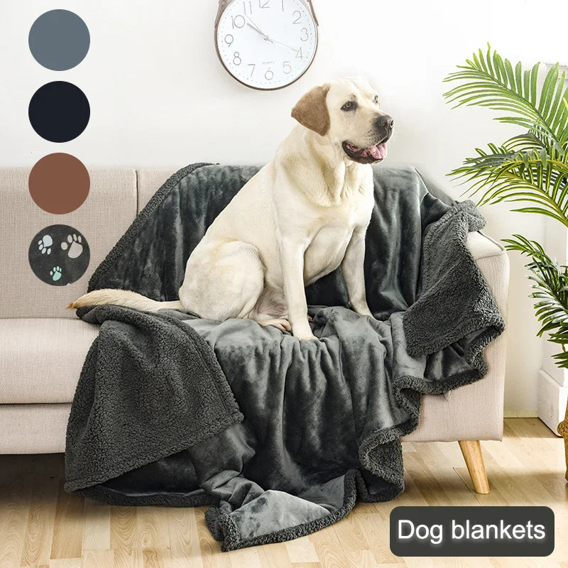 Double-Sided Waterproof Pet Blanket – Sherpa & Flannel Cozy Blanket Throw – Dog & Cat Bed Blanket – Sofa Throw – Couch Blanket – Machine Washable