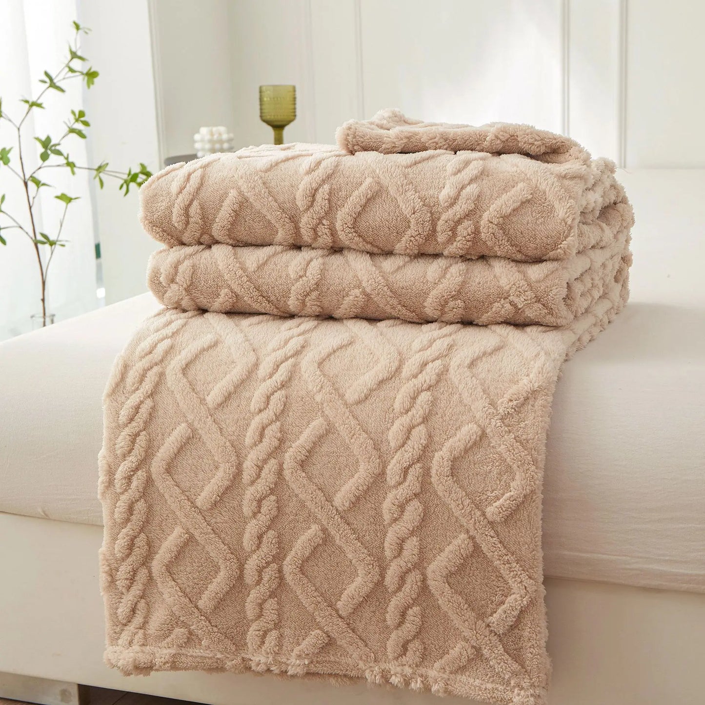 Double-Sided Plush Fleece Throw Blanket