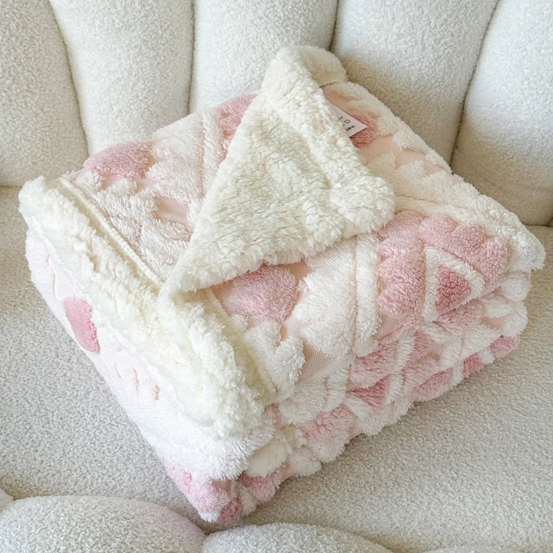 Geometric Pattern Jacquard Sherpa Throw Blanket
