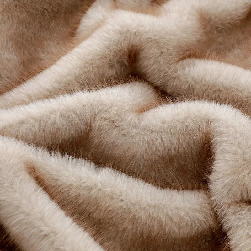 Luxury Faux Fox Plush Throw Blanket