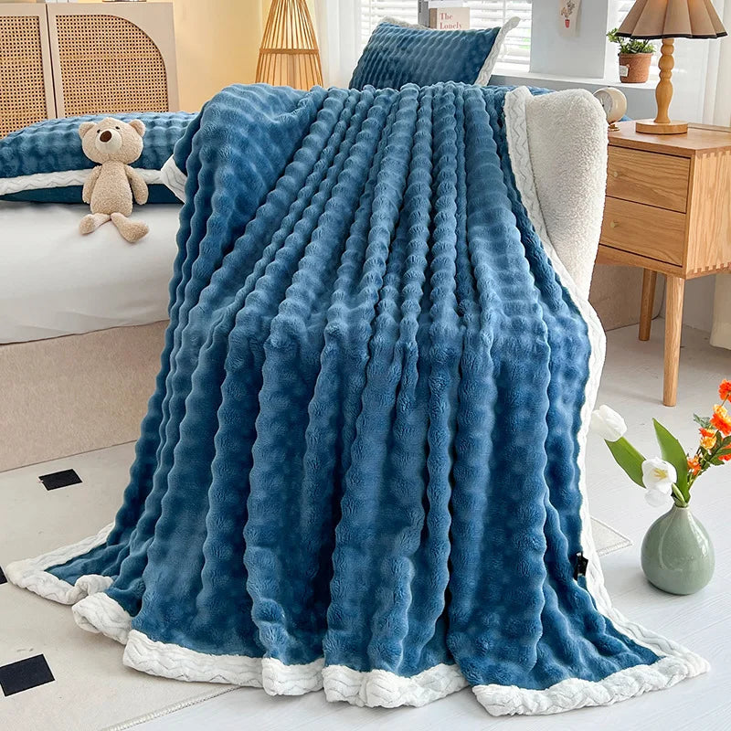 Luxury Faux Fur Throw Blanket – Plush Throw – Sofa Throw – Bed Blanket – Cozy Warm Fleece Blanket – All-Season Blanket – Machine Washable Blanket – Couch Blanket