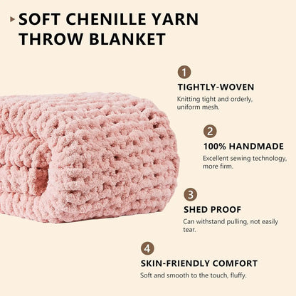Hand-Knitted Chunky Knit Blanket (Chenille)