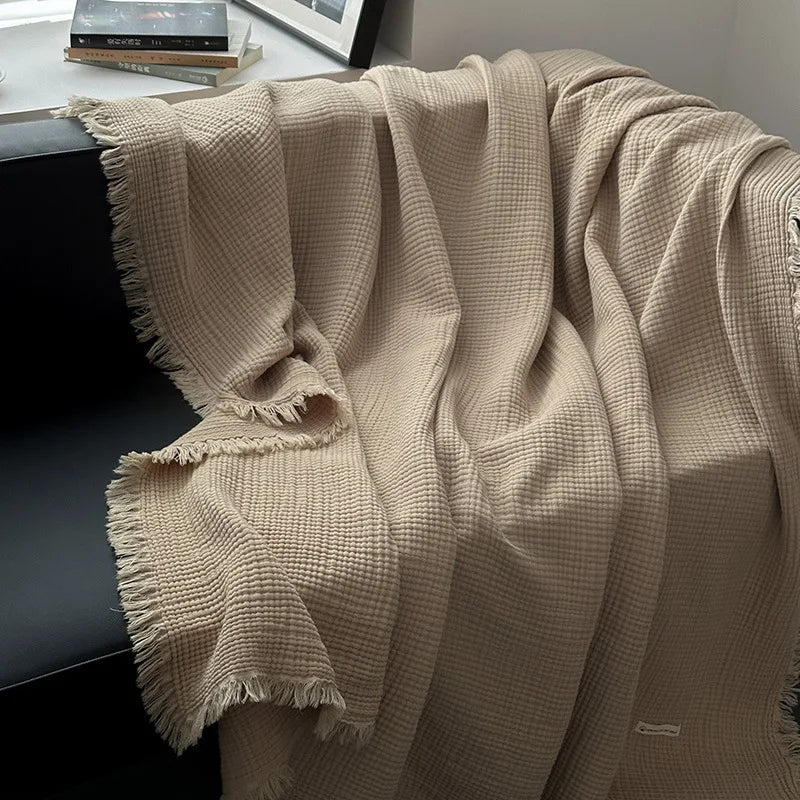Cotton Muslin Blanket – Lightweight Bed Throw – Sofa Throw – Multi-Layer Gauze Blanket – All-Season Cozy Blanket – Breathable Couch Blanket