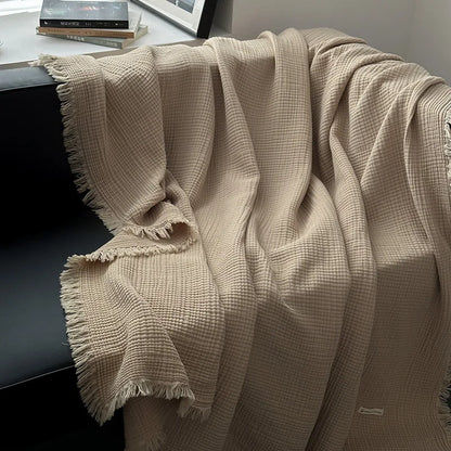 Cotton Muslin Blanket – Lightweight Bed Throw – Sofa Throw – Multi-Layer Gauze Blanket – All-Season Cozy Blanket – Breathable Couch Blanket