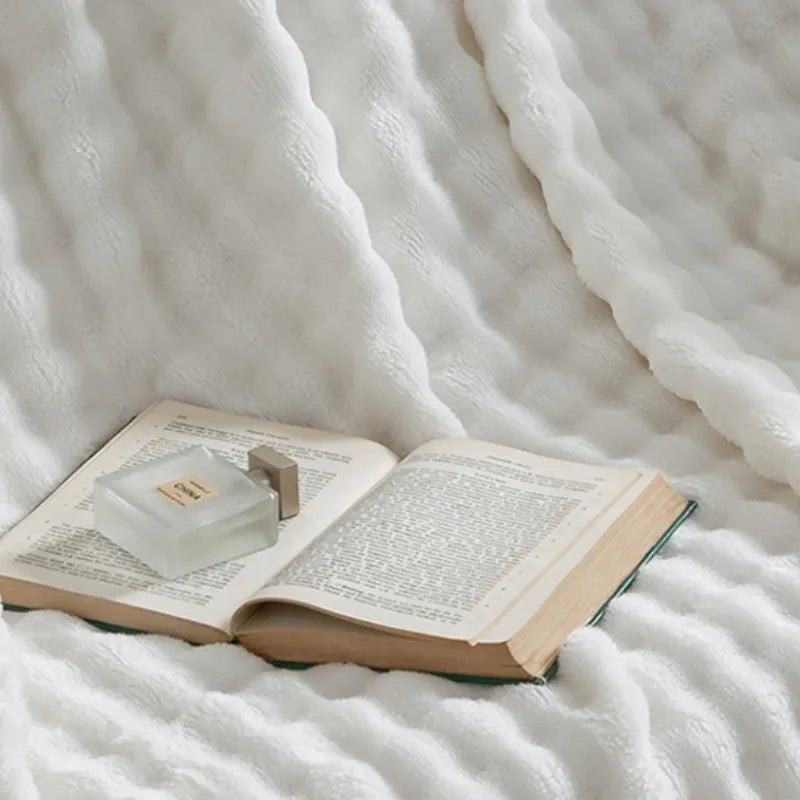 Plush Fleece Throw Blanket – Striped Reversible Textured Blanket – Soft Lightweight Cozy Warm All-Season Throw