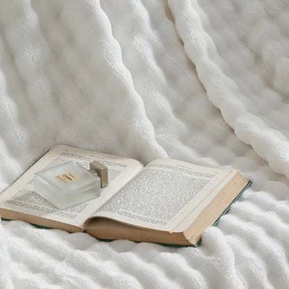 Plush Fleece Throw Blanket – Striped Reversible Textured Blanket – Soft Lightweight Cozy Warm All-Season Throw