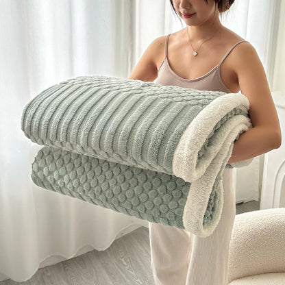 Thick Textured Sherpa Fleece Throw Blanket